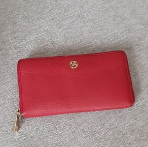 Valentina Red leather Zip wallet
